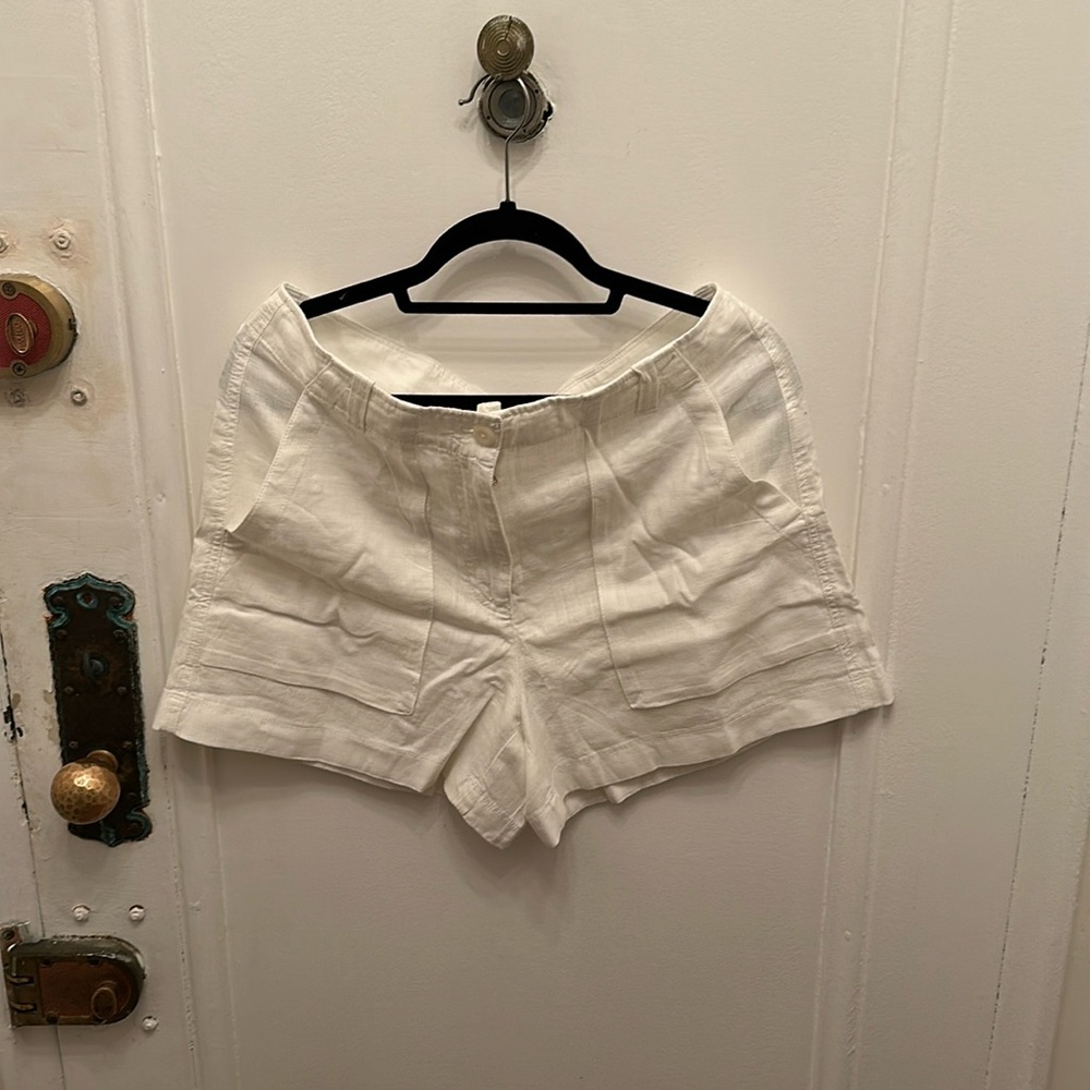 NWT JCREW white linen cargo shorts - size 12